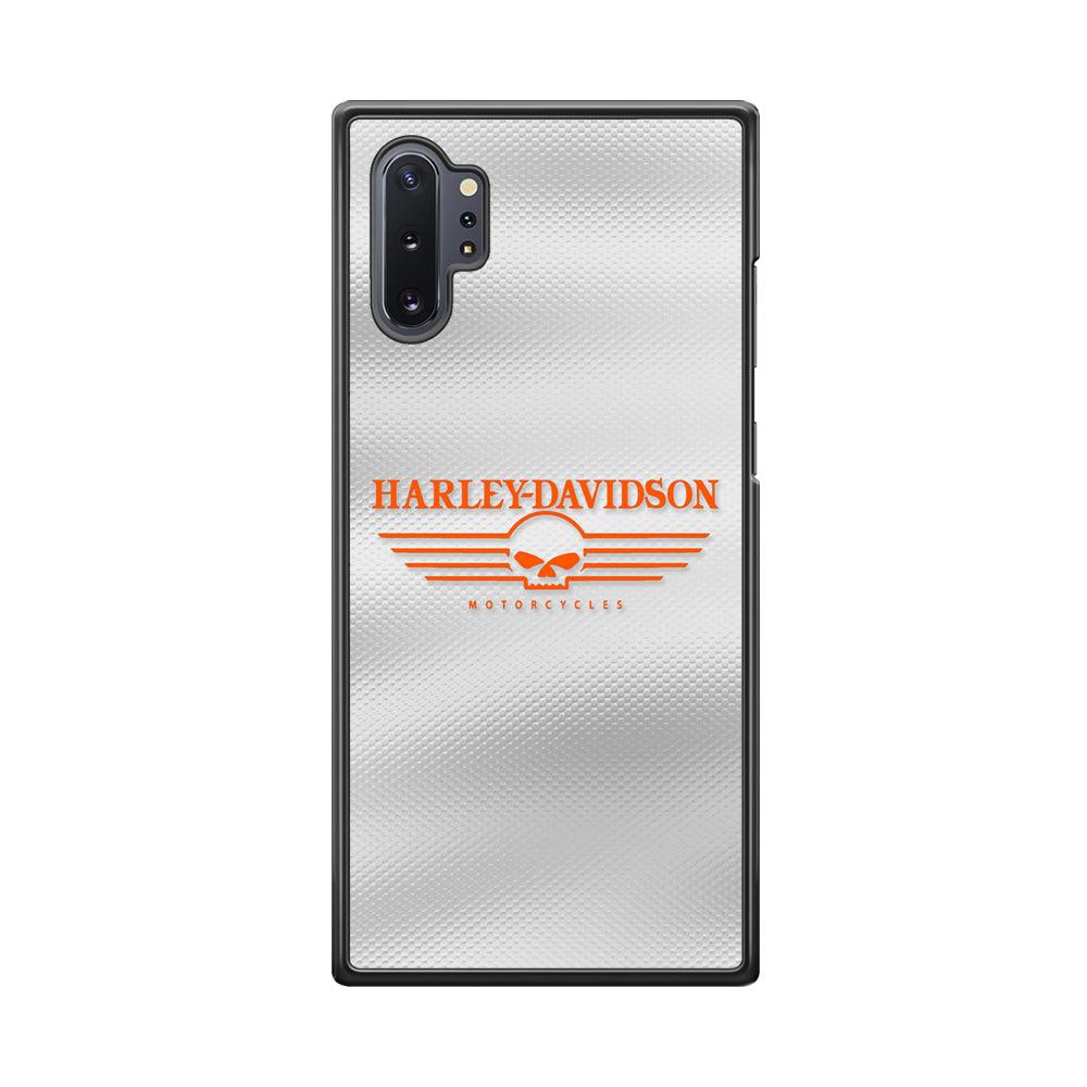 Harley Davidson White Metal Samsung Galaxy Note 10 Plus Case-Rubber Black (2D Case)-Oxvistore