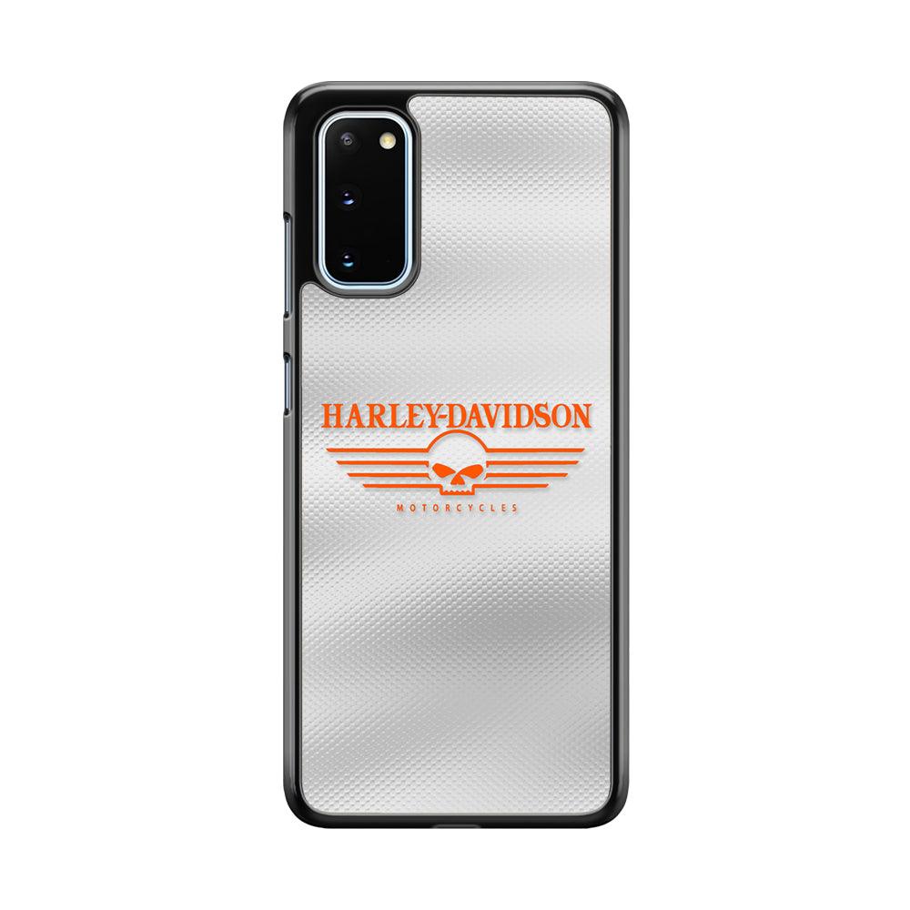 Harley Davidson White Metal Samsung Galaxy S20 Case-Rubber Black (2D Case)-Oxvistore