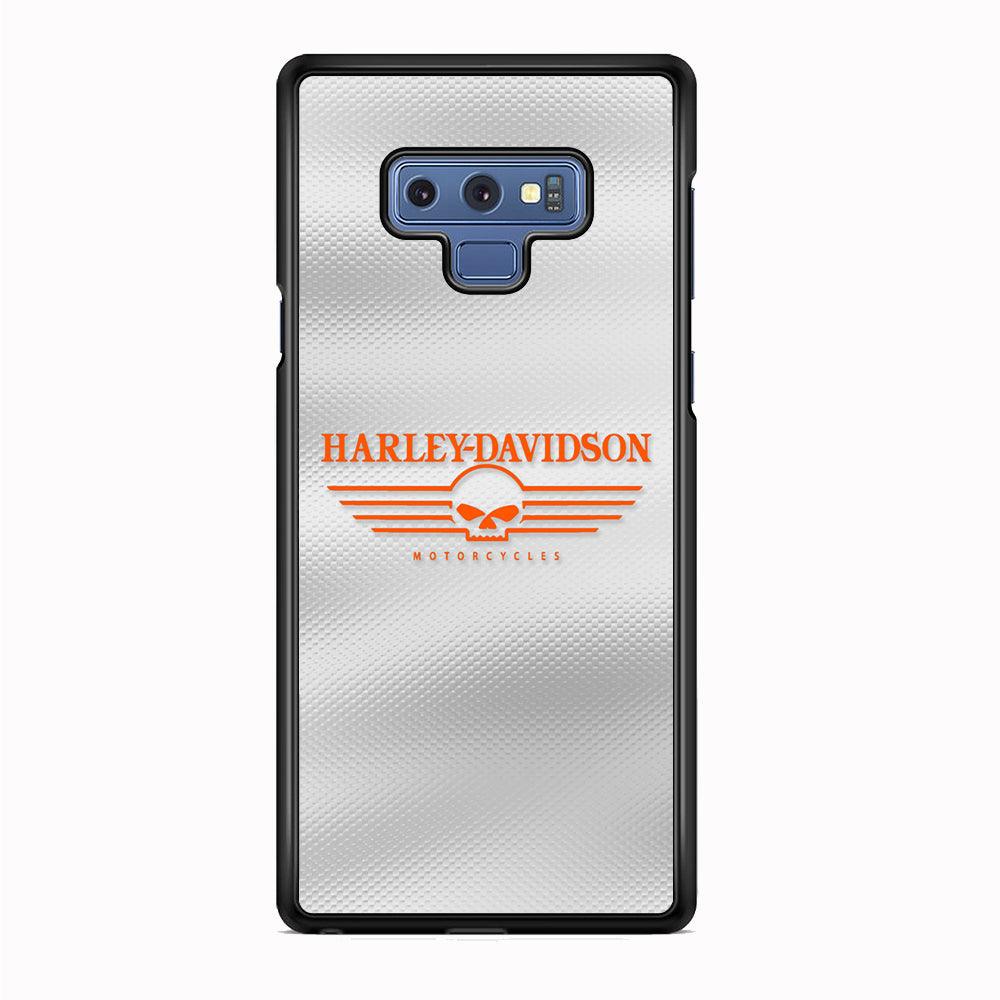 Harley Davidson White Metal Samsung Galaxy Note 9 Case-Rubber Black (2D Case)-Oxvistore