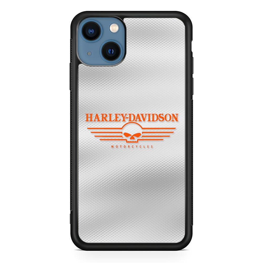 Harley Davidson White Metal iPhone 15 Case-Rubber Black (2D Case)-Oxvistore