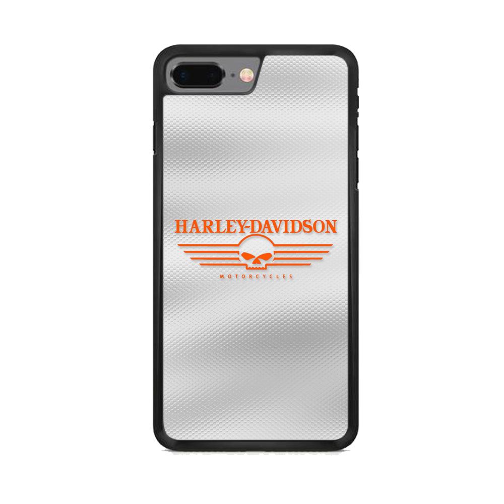 Harley Davidson White Metal iPhone 8 Plus Case-Rubber Black (2D Case)-Oxvistore