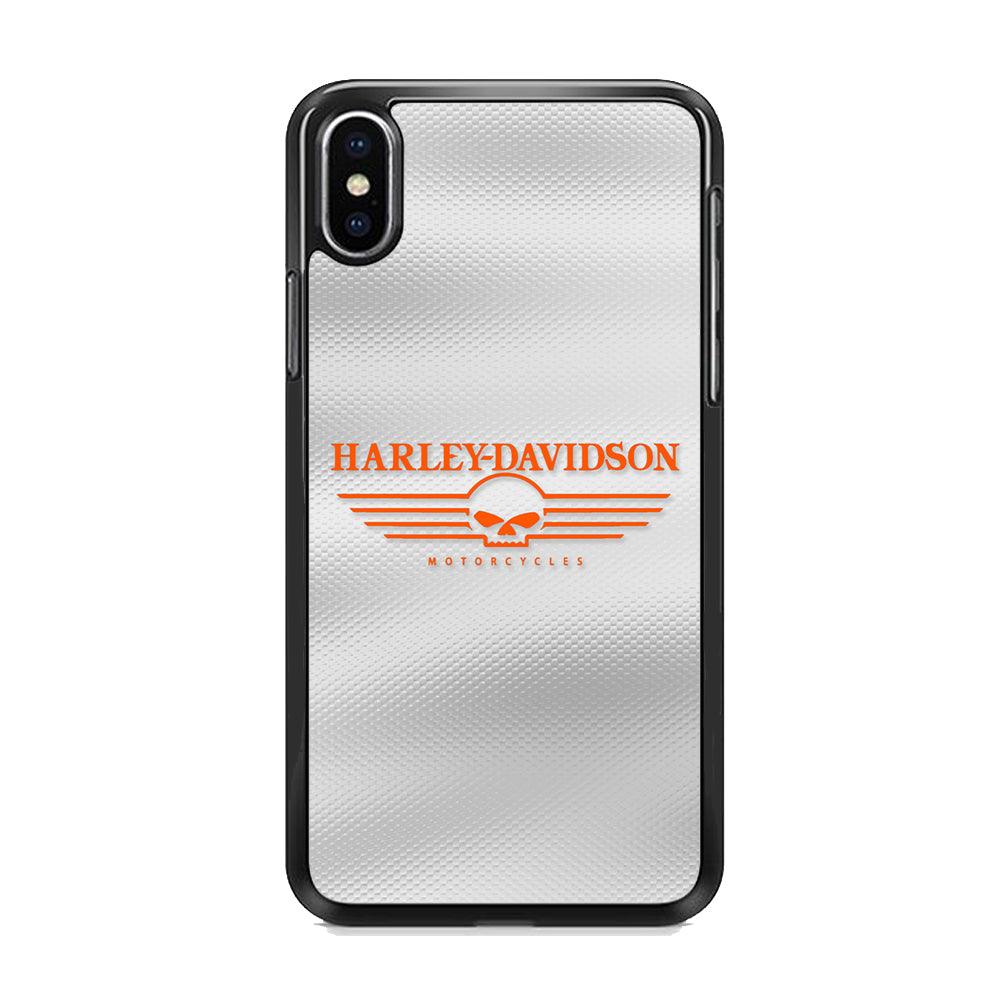 Harley Davidson White Metal iPhone XS Case-Rubber Black (2D Case)-Oxvistore