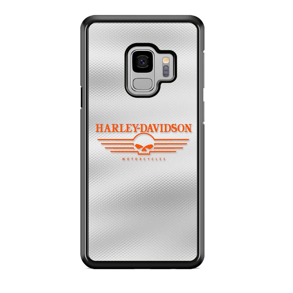 Harley Davidson White Metal Samsung Galaxy S9 Case-Rubber Black (2D Case)-Oxvistore