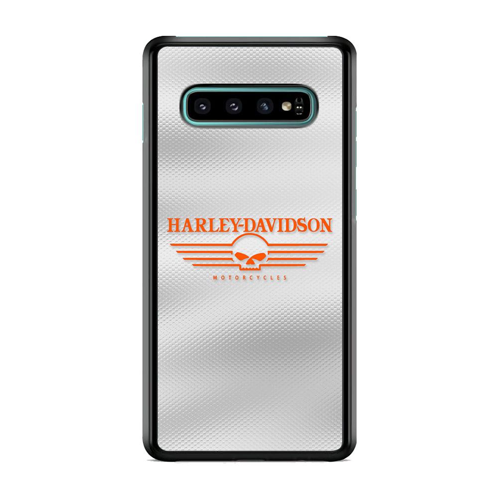 Harley Davidson White Metal Samsung Galaxy S10 Plus Case-Rubber Black (2D Case)-Oxvistore