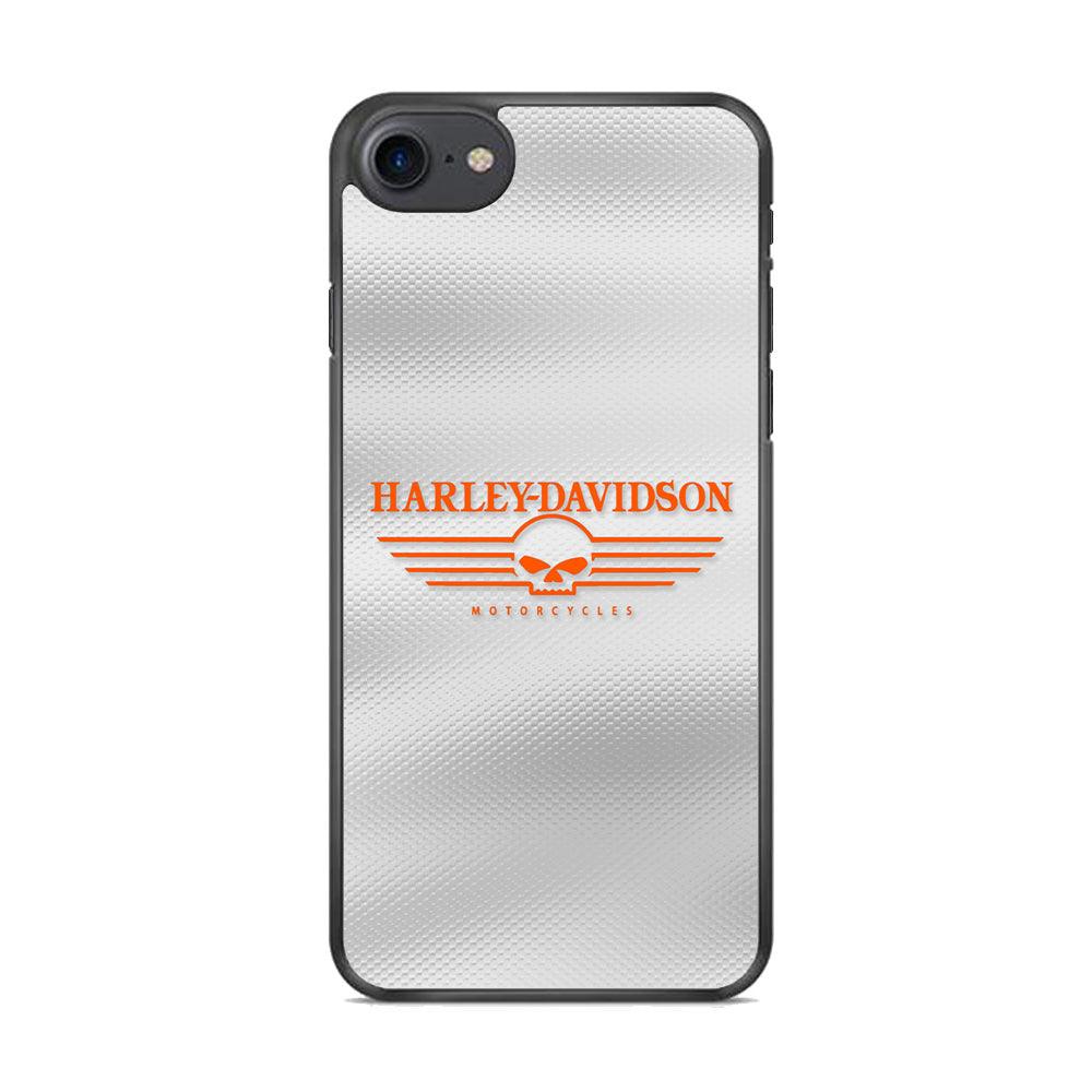 Harley Davidson White Metal iPhone 8 Case-Rubber Black (2D Case)-Oxvistore