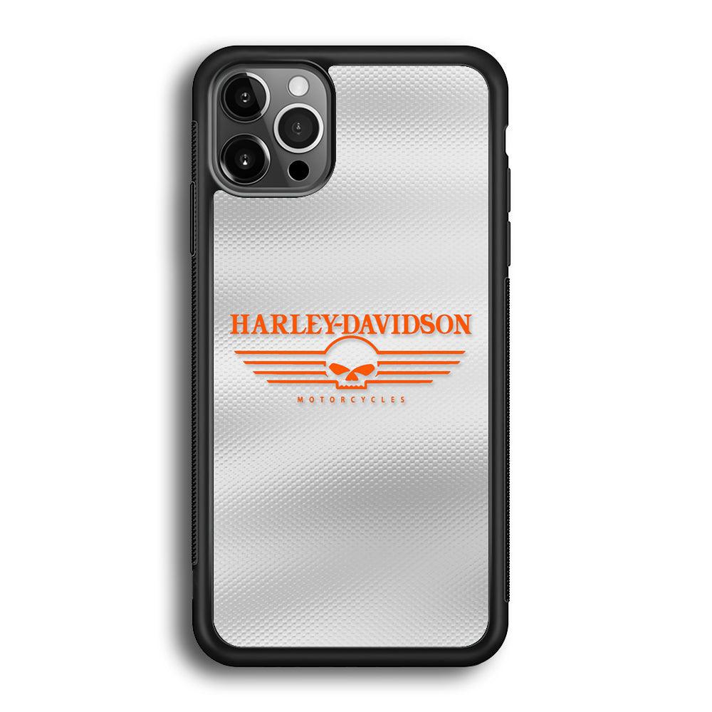 Harley Davidson White Metal iPhone 12 Pro Case-Rubber Black (2D Case)-Oxvistore