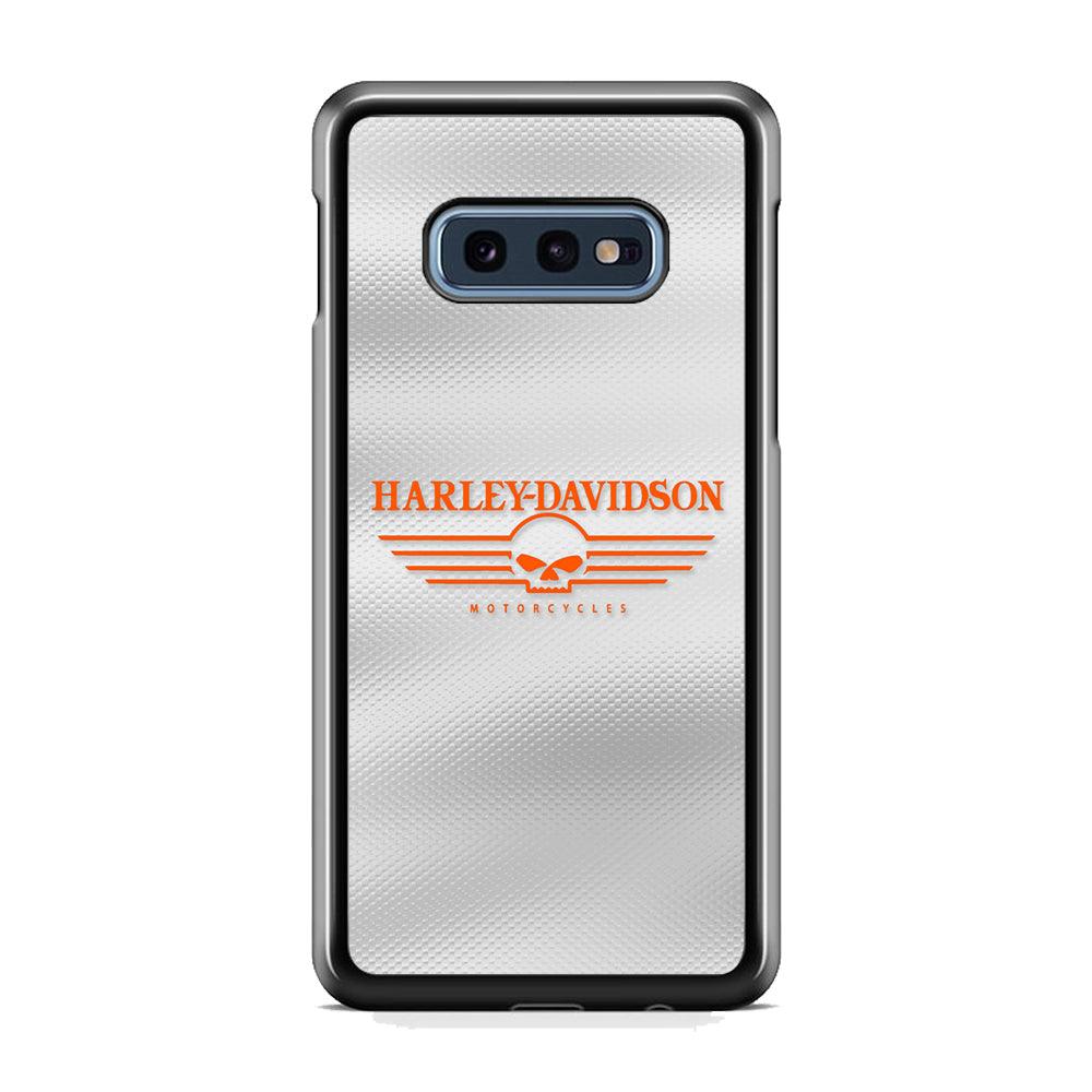 Harley Davidson White Metal Samsung Galaxy S10E Case-Rubber Black (2D Case)-Oxvistore