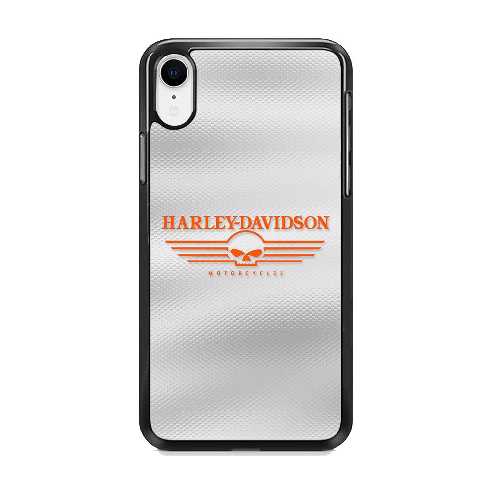 Harley Davidson White Metal iPhone XR Case-Rubber Black (2D Case)-Oxvistore
