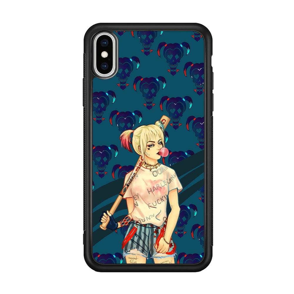 Harley Quinn Moment in Frame iPhone XS Case-Rubber Black (2D Case)-Oxvistore