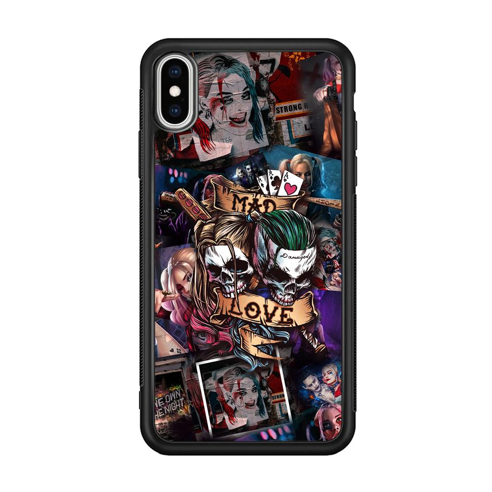 Harley Quinn on Mad Love iPhone XS Case-Rubber Black (2D Case)-Oxvistore