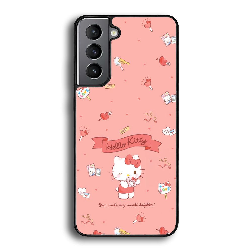 Hello Kitty Brightness of World Samsung Galaxy S24 Case-Rubber Black (2D Case)-Oxvistore
