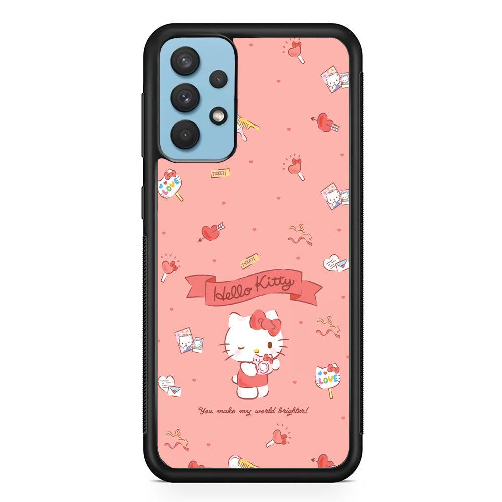 Hello Kitty Brightness of World Samsung Galaxy A32 Case-Rubber Black (2D Case)-Oxvistore