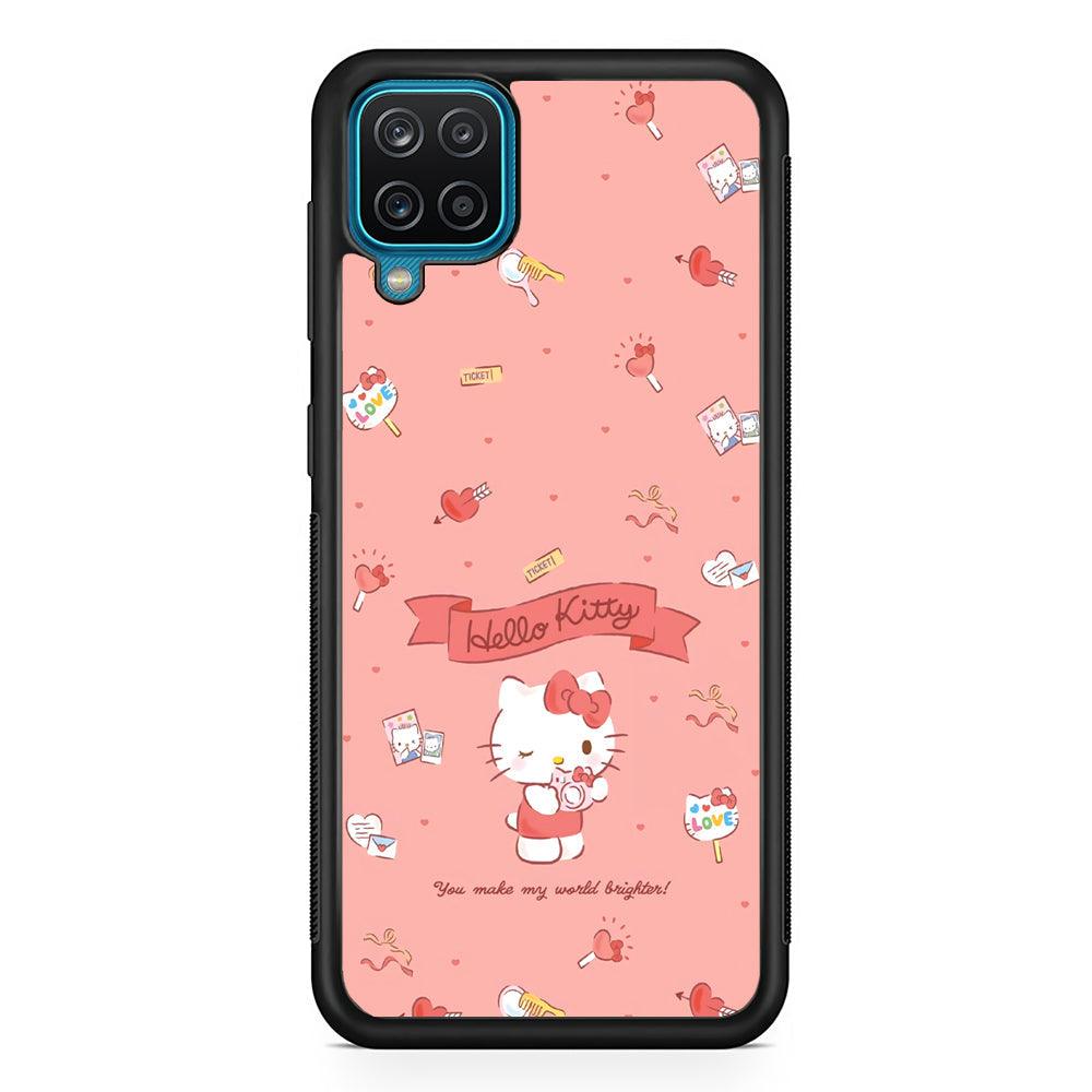 Hello Kitty Brightness of World Samsung Galaxy A12 Case-Rubber Black (2D Case)-Oxvistore