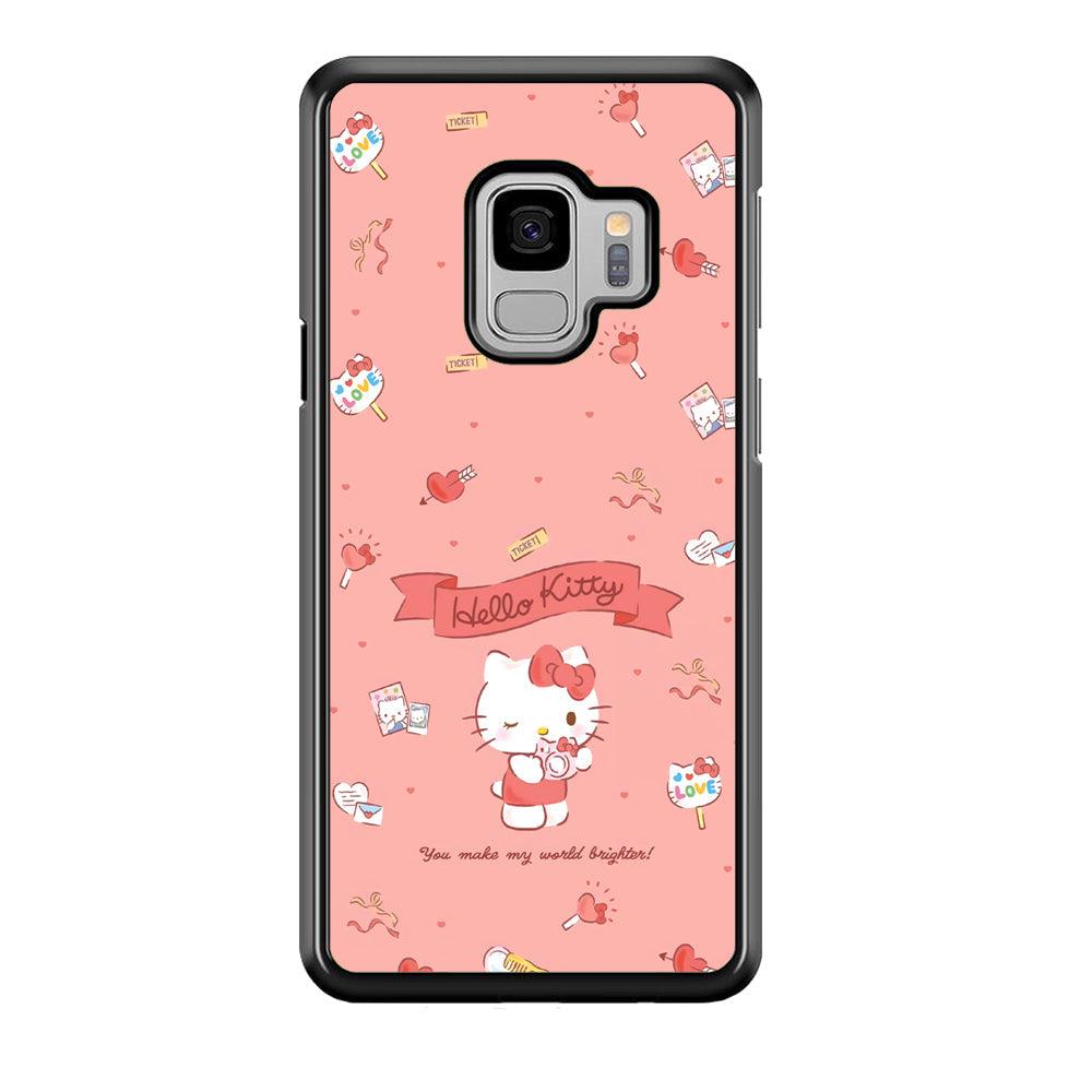 Hello Kitty Brightness of World Samsung Galaxy S9 Case-Rubber Black (2D Case)-Oxvistore