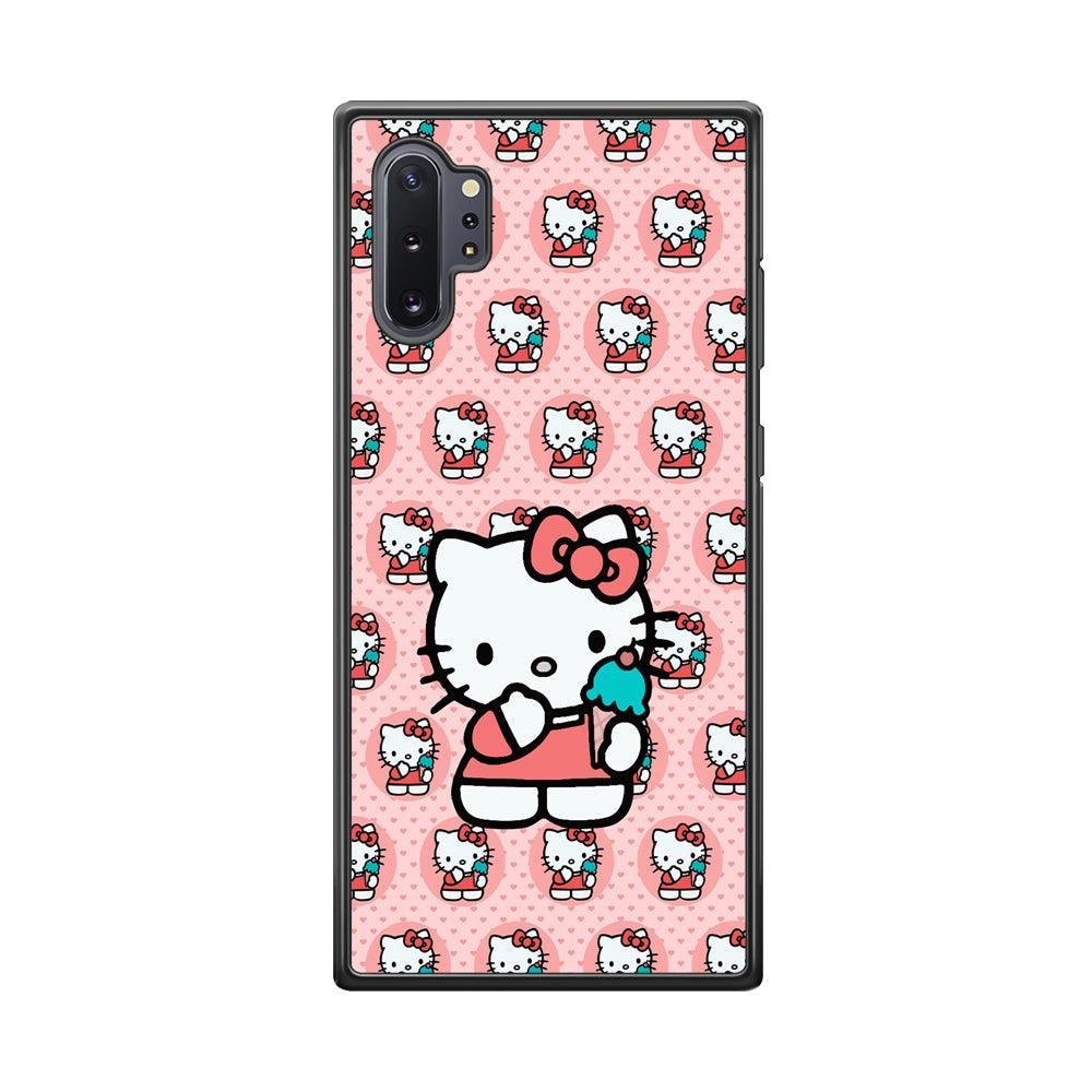 Hello Kitty with Blue Ice Cream Samsung Galaxy Note 10 Plus Case-Rubber Black (2D Case)-Oxvistore