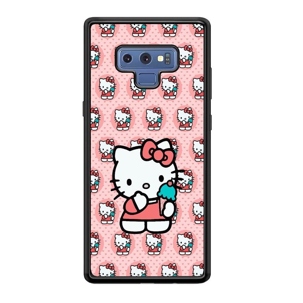 Hello Kitty with Blue Ice Cream Samsung Galaxy Note 9 Case-Rubber Black (2D Case)-Oxvistore
