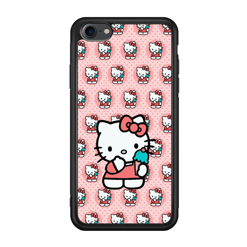 Hello Kitty with Blue Ice Cream iPhone 8 Case-Rubber Black (2D Case)-Oxvistore
