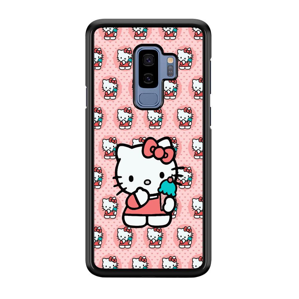 Hello Kitty with Blue Ice Cream Samsung Galaxy S9 Plus Case-Rubber Black (2D Case)-Oxvistore