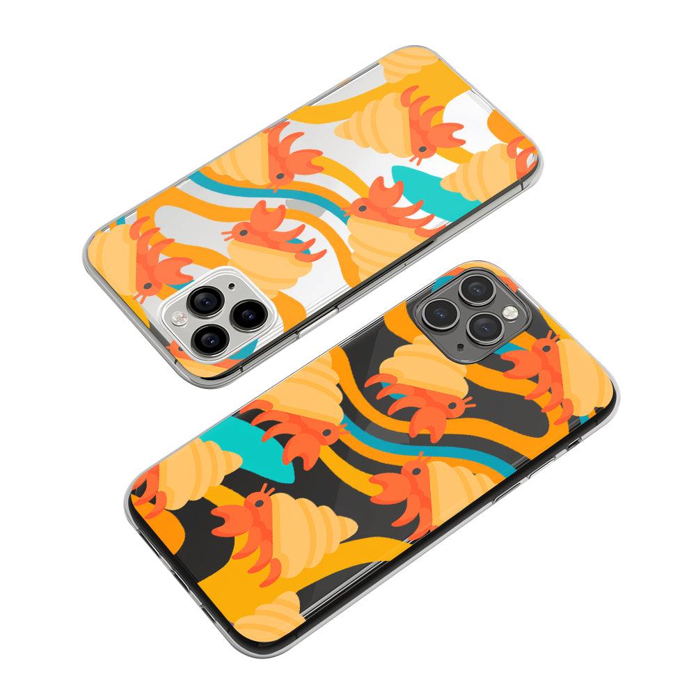 Hermit Crab Orange Silhouette Clear Soft Case-Oxvistore