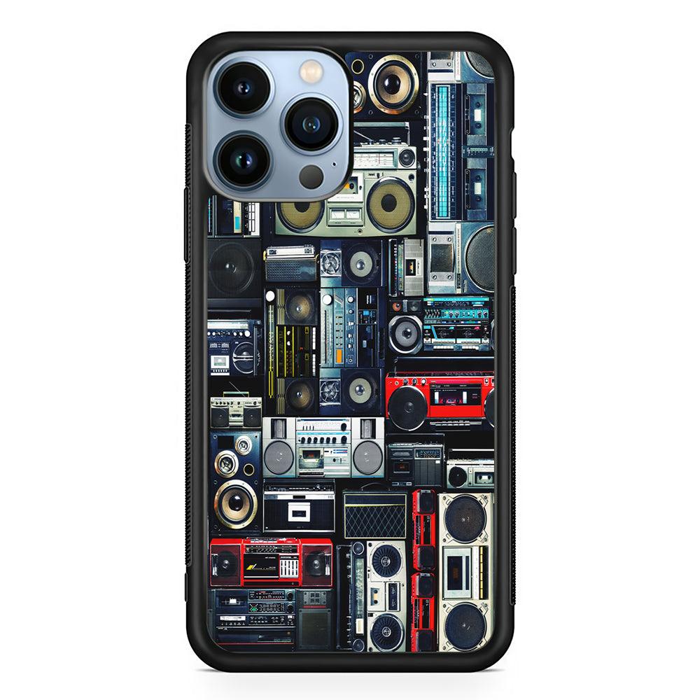 Hip Hop Cassette Tape Radio 2D Rubber Phone Case-Black-Oxvistore