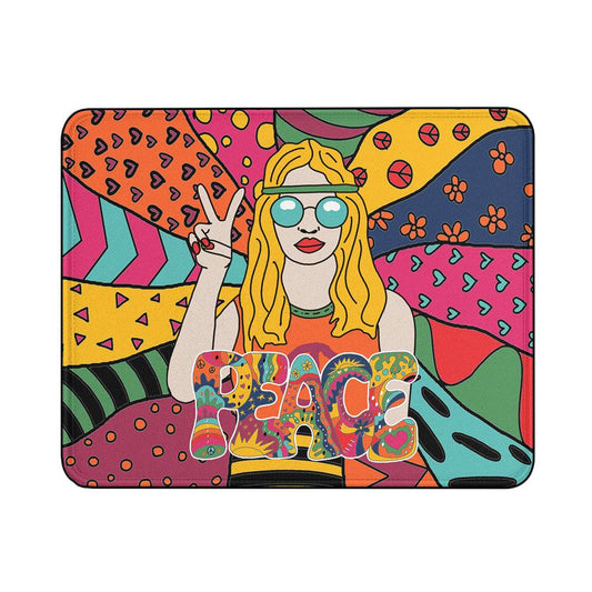 Hippie Peace Sign Girl Mouse Pads | Custom Mouse Pad with Non-Slip Rubber Base