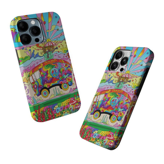Hippie Trippy Van Rainbow 2 in 1 Tough Phone Case-Oxvistore