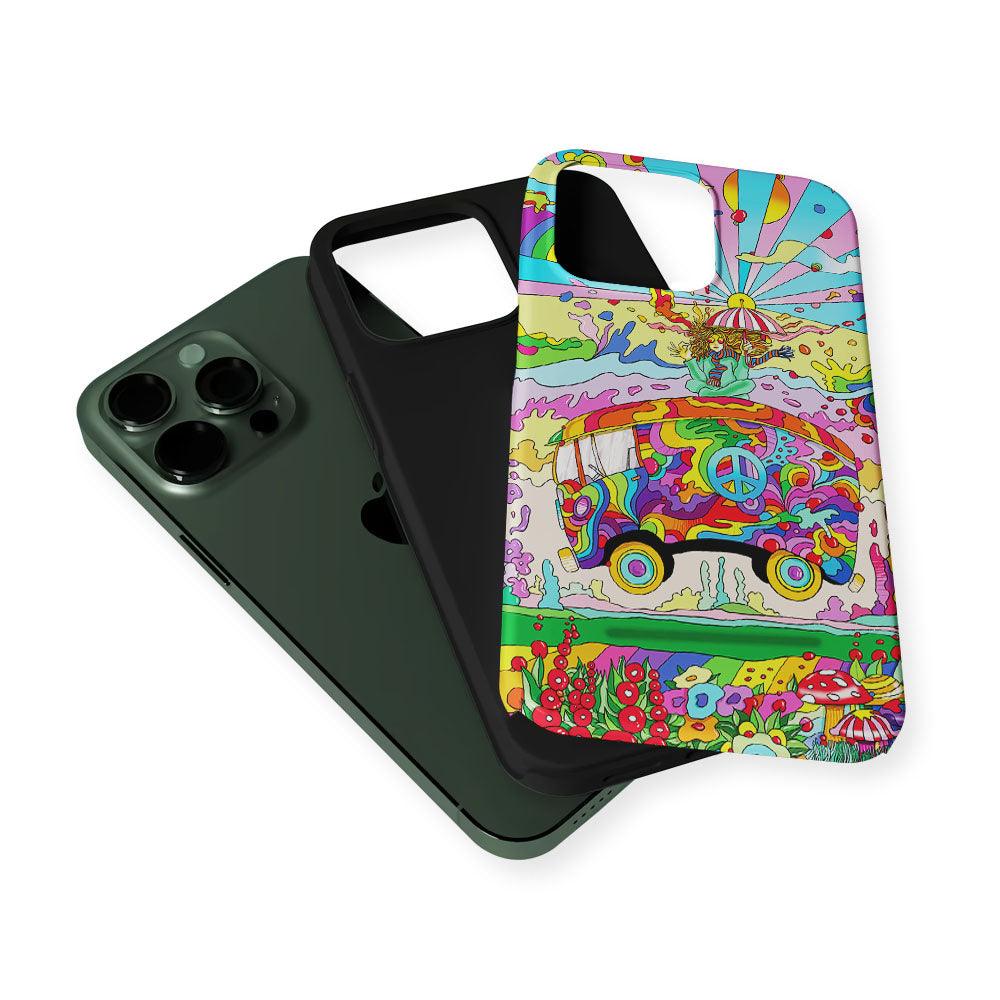 Hippie Trippy Van Rainbow 2 in 1 Tough Phone Case-Oxvistore
