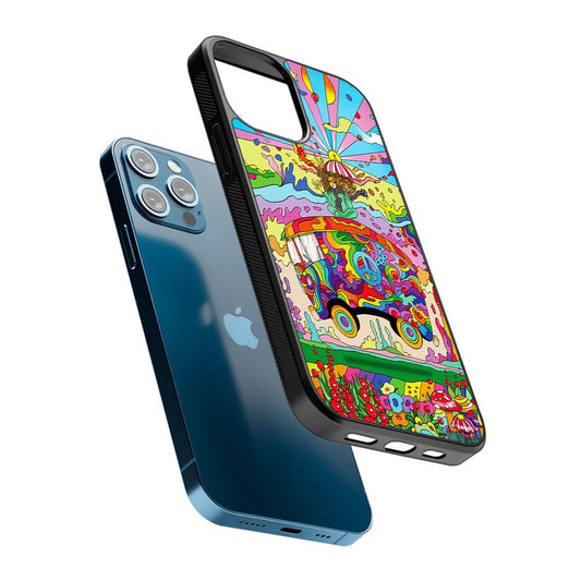 Hippie Trippy Van Rainbow 2D Rubber Phone Case-Oxvistore
