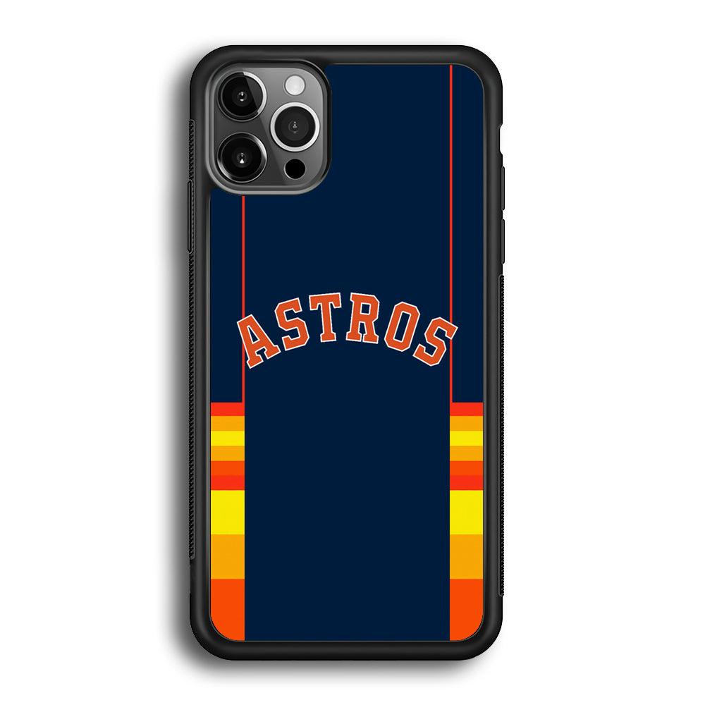 Houston Astros Dark Blue Jersey iPhone 12 Pro Case-Rubber Black (2D Case)-Oxvistore