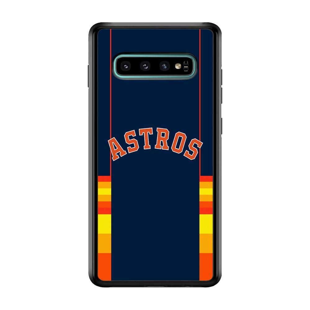 Houston Astros Dark Blue Jersey Samsung Galaxy S10 Case-Rubber Black (2D Case)-Oxvistore