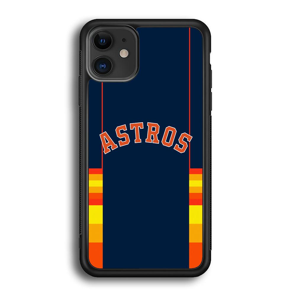 Houston Astros Dark Blue Jersey iPhone 12 Case-Rubber Black (2D Case)-Oxvistore