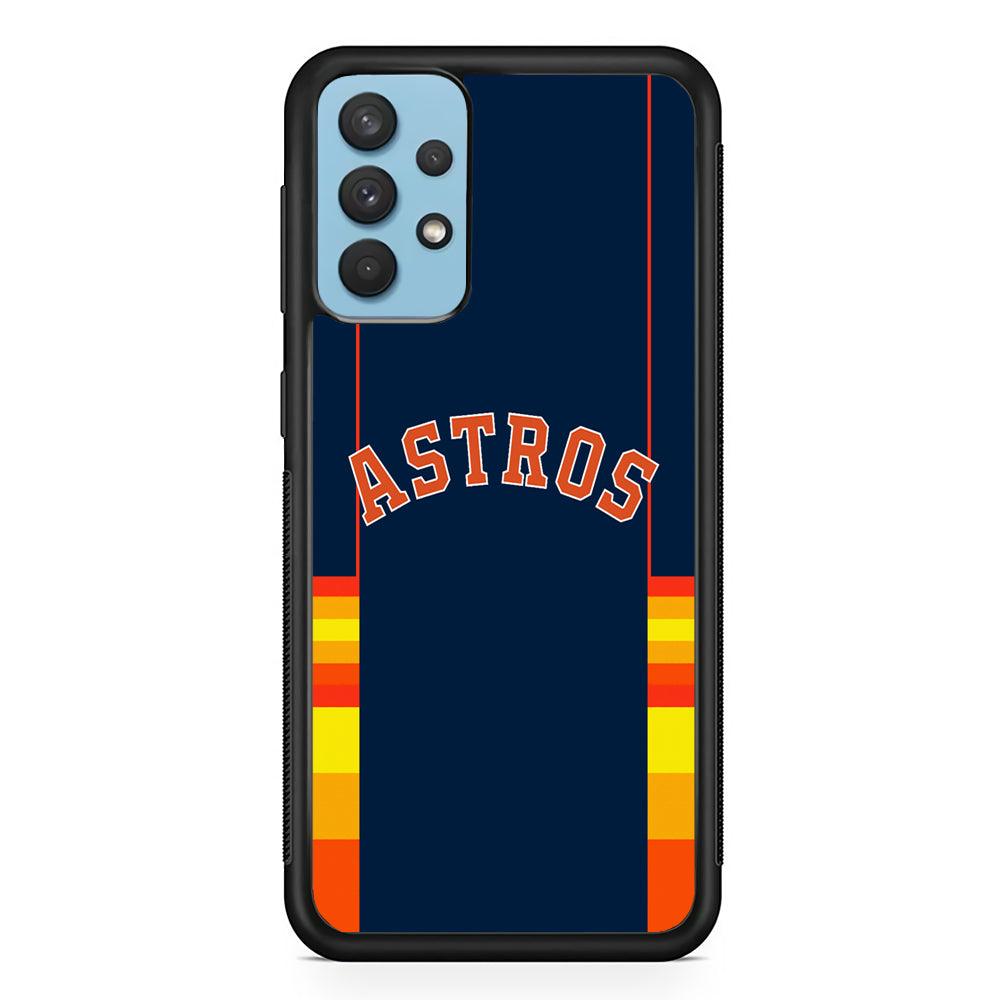 Houston Astros Dark Blue Jersey Samsung Galaxy A32 Case-Rubber Black (2D Case)-Oxvistore