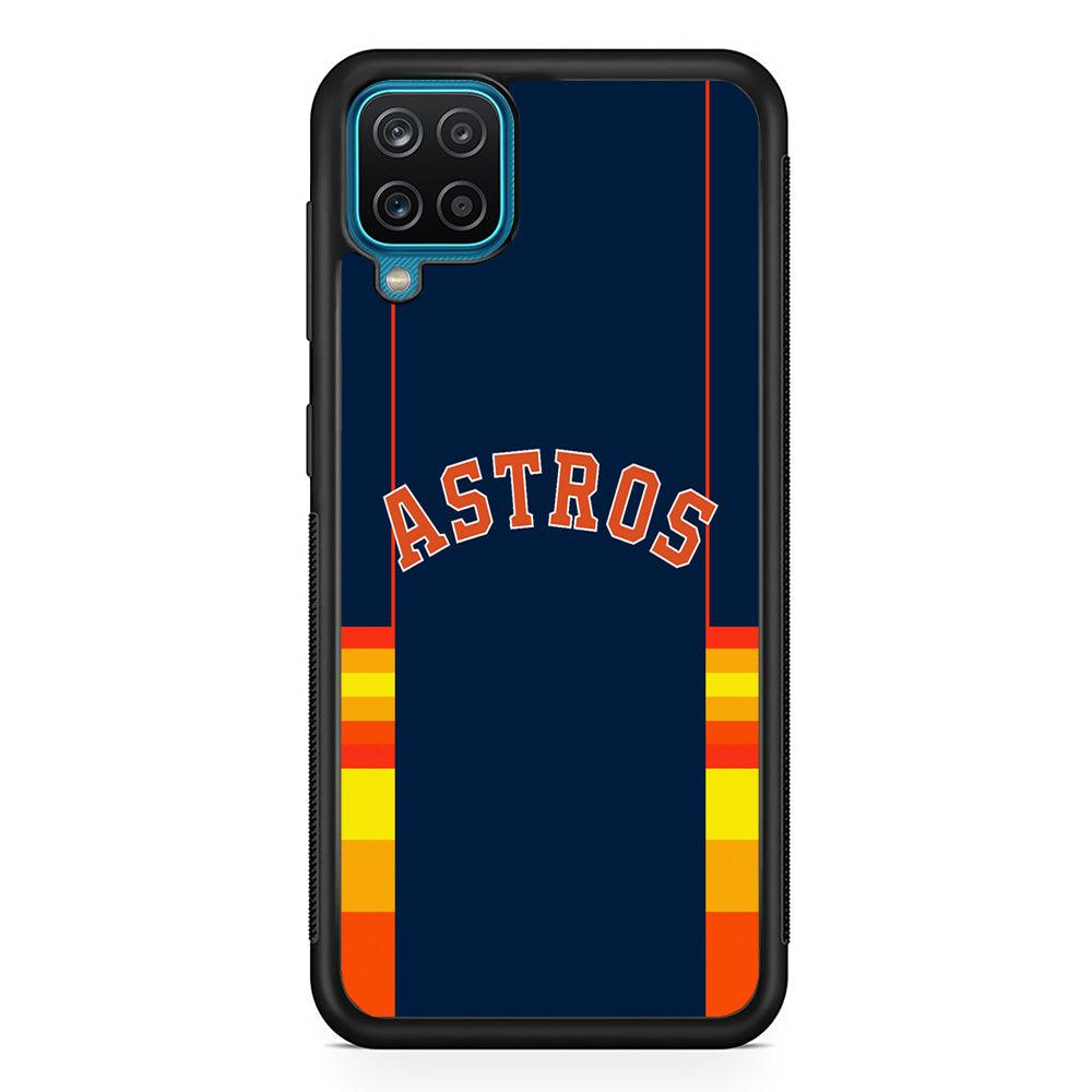 Houston Astros Dark Blue Jersey Samsung Galaxy A12 Case-Rubber Black (2D Case)-Oxvistore