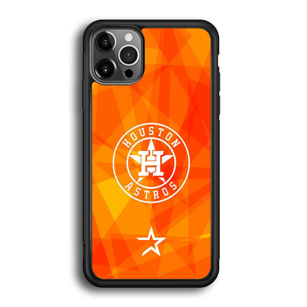 Houston Astros White on Sun Light iPhone 12 Pro Case-Rubber Black (2D Case)-Oxvistore