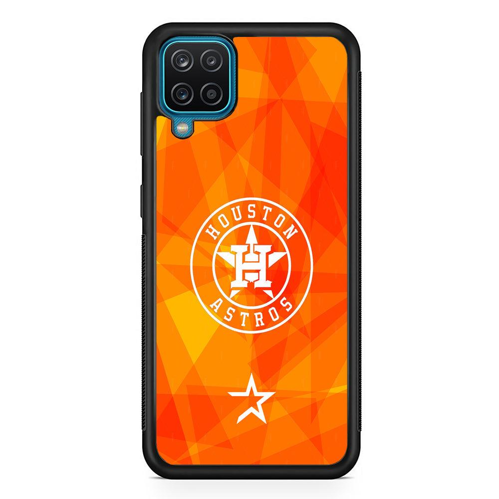 Houston Astros White on Sun Light Samsung Galaxy A12 Case-Rubber Black (2D Case)-Oxvistore