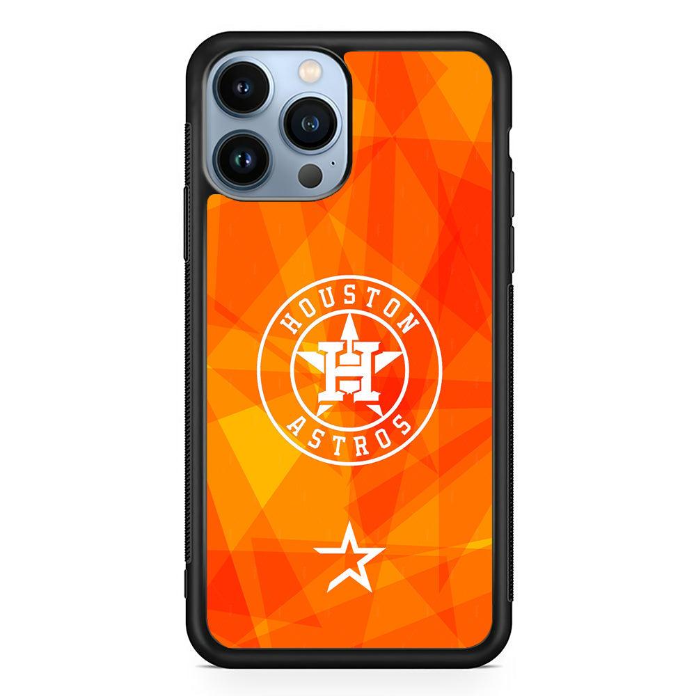 Houston Astros White on Sun Light iPhone 14 Pro Max Case-Rubber Black (2D Case)-Oxvistore