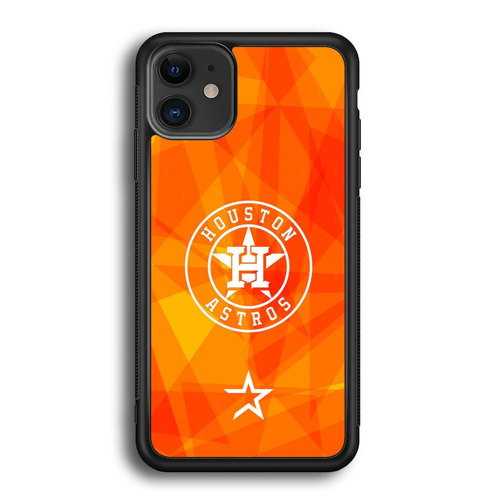 Houston Astros White on Sun Light iPhone 12 Case-Rubber Black (2D Case)-Oxvistore