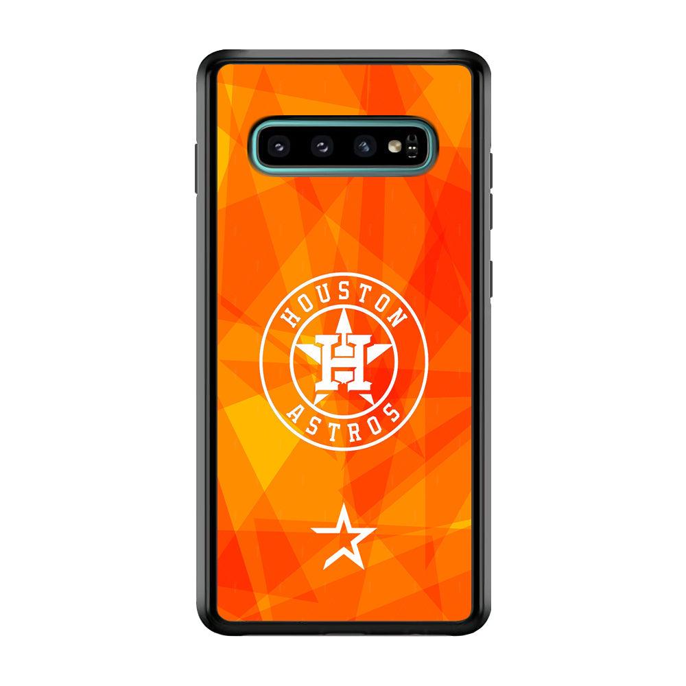 Houston Astros White on Sun Light Samsung Galaxy S10 Case-Rubber Black (2D Case)-Oxvistore