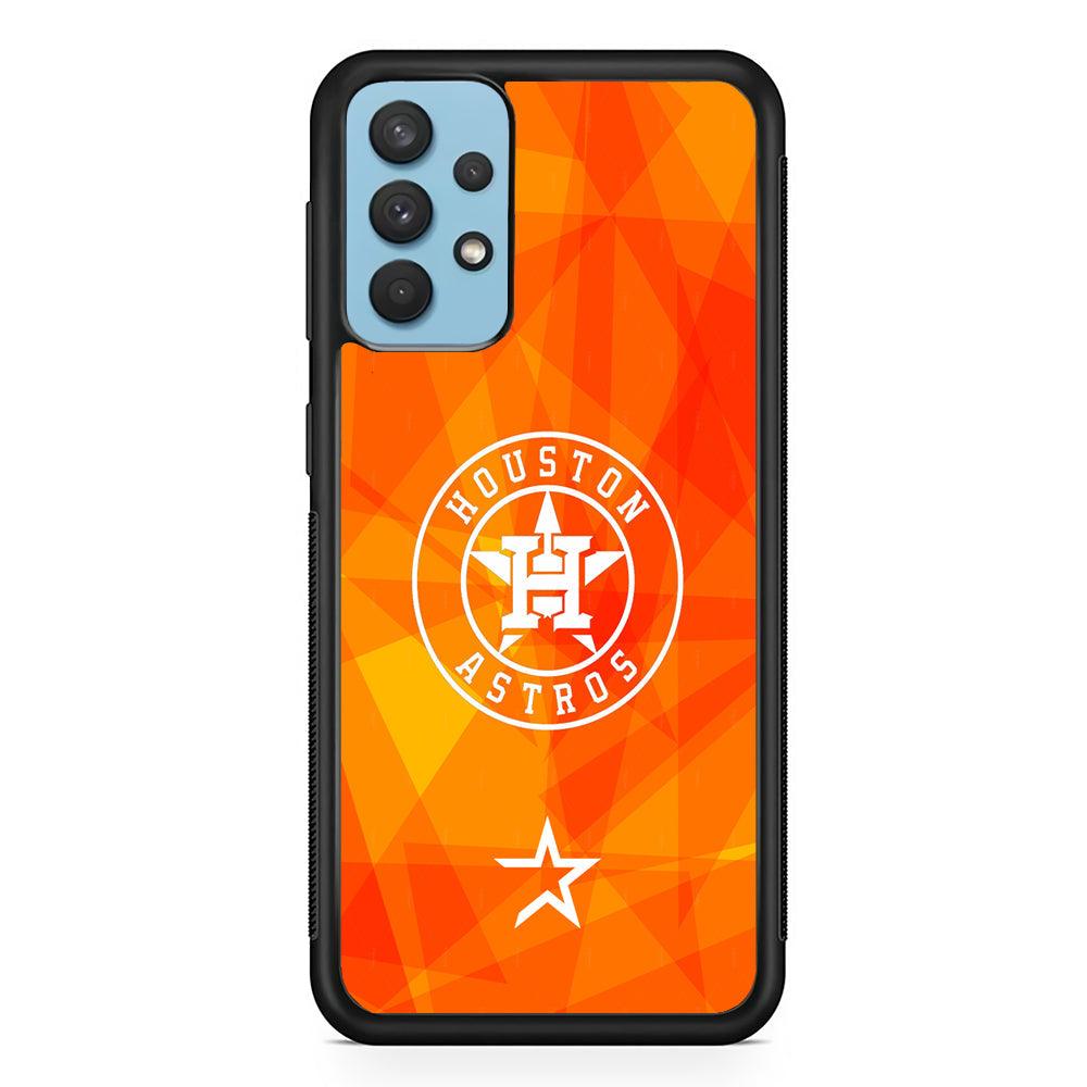 Houston Astros White on Sun Light Samsung Galaxy A32 Case-Rubber Black (2D Case)-Oxvistore