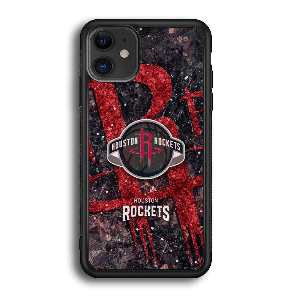 Houston Rockets Glory in Red iPhone 12 Case-Rubber Black (2D Case)-Oxvistore