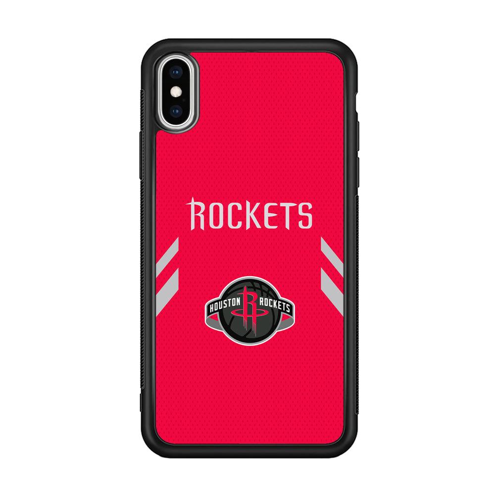 Houston Rockets Sense of Suit iPhone Xs Max Case-Rubber Black (2D Case)-Oxvistore