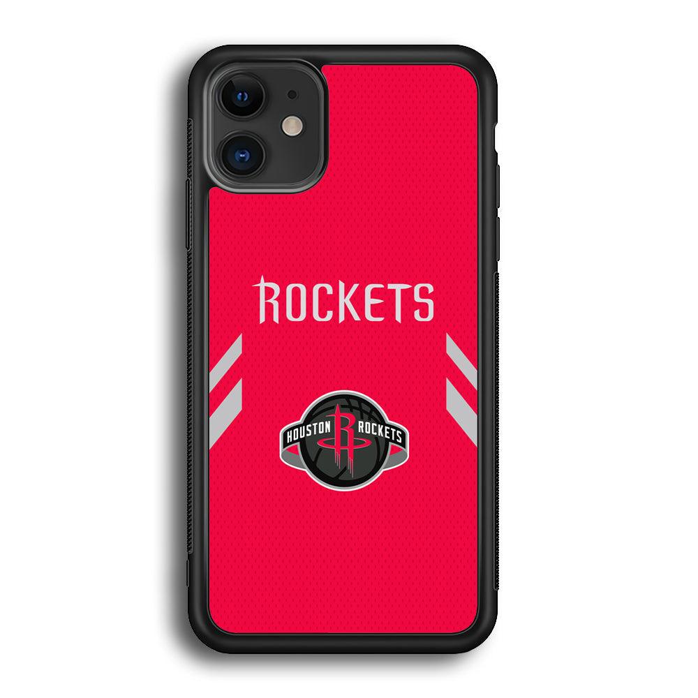 Houston Rockets Sense of Suit iPhone 12 Case-Rubber Black (2D Case)-Oxvistore