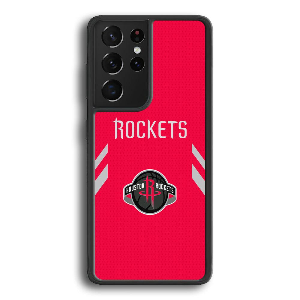 Houston Rockets Sense of Suit Samsung Galaxy S23 Ultra Case-Rubber Black (2D Case)-Oxvistore