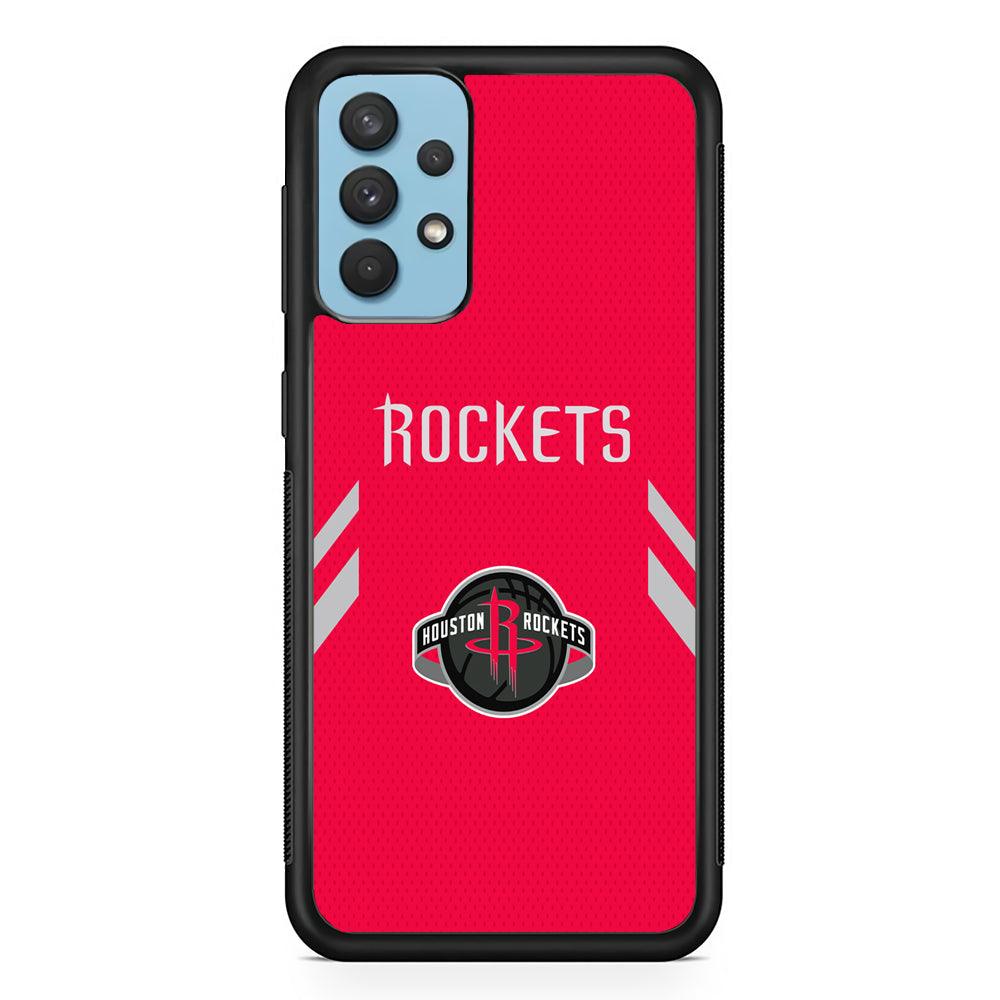 Houston Rockets Sense of Suit Samsung Galaxy A32 Case-Rubber Black (2D Case)-Oxvistore