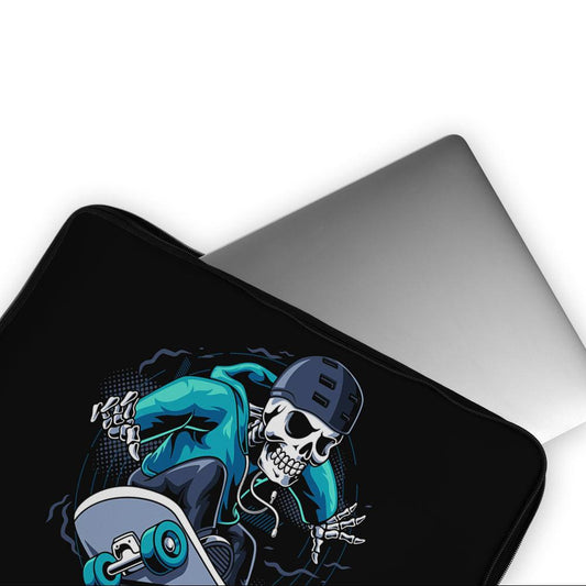 Human Skull Skateboarder Laptop Sleeve Protective Cover-Oxvistore