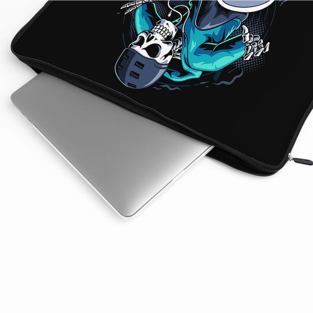 Human Skull Skateboarder Laptop Sleeve Protective Cover-Oxvistore