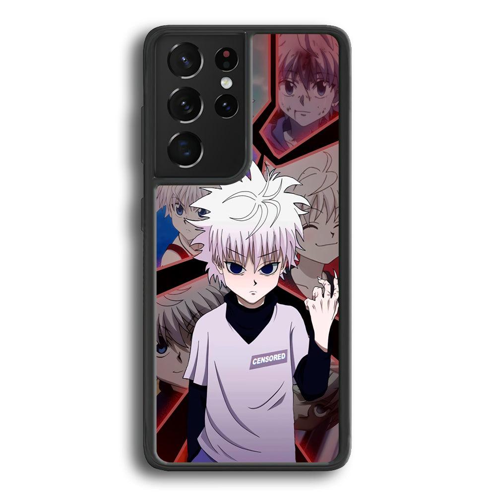 Hunter X Hunter Killua Cold Stare Samsung Galaxy S21 Ultra Case-Rubber Black (2D Case)-Oxvistore