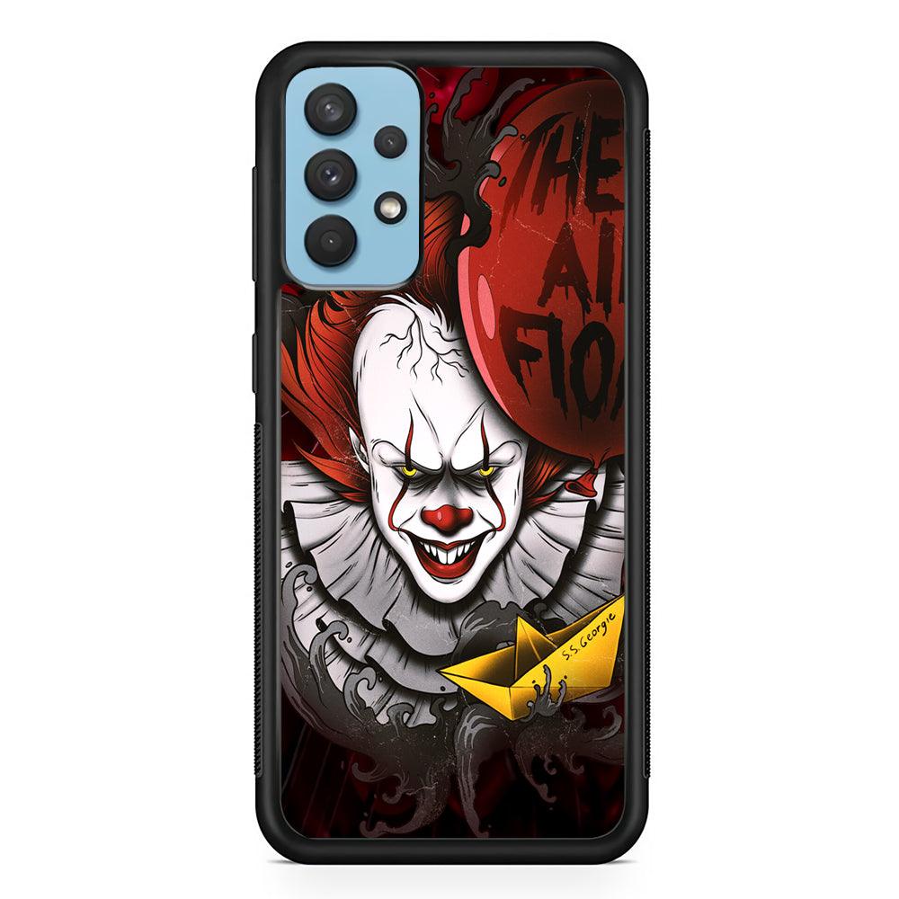 IT Pennywise All Float Samsung Galaxy A32 Case-Rubber Black (2D Case)-Oxvistore
