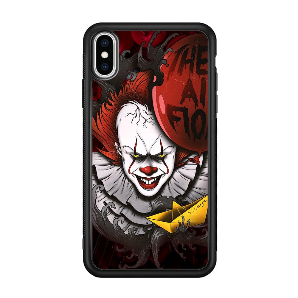 IT Pennywise All Float iPhone Xs Max Case-Rubber Black (2D Case)-Oxvistore