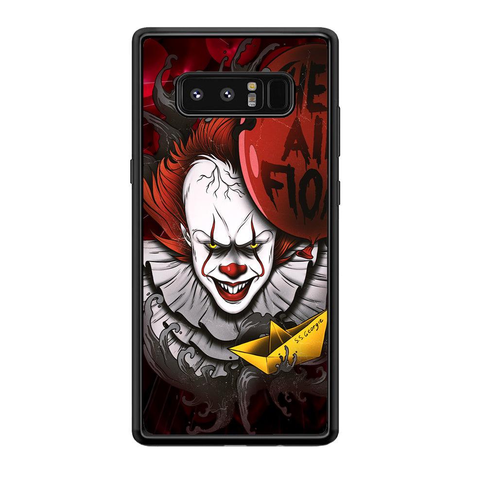 IT Pennywise All Float Samsung Galaxy Note 8 Case-Rubber Black (2D Case)-Oxvistore